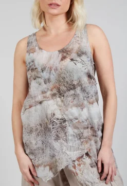 Vest Top with Raw Edges in Steppe Bronze