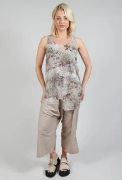 Vest Top with Raw Edges in Steppe Bronze