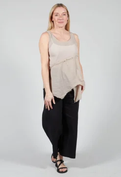 Vest Top with Raw Edges in Greige
