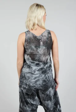 Vest Top with Raw Edges in Steppe Black