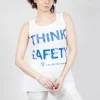 Vest Top with Square Neckline in Bleach and Royal Print