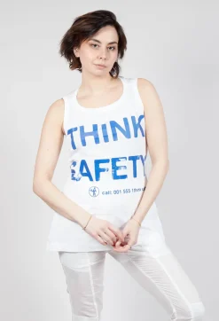 Vest Top with Square Neckline in Bleach and Royal Print