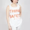 Vest Top with Square Neckline in Bleach and Mandarine Print