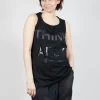 Vest Top with Square Neckline in Black and Black Print