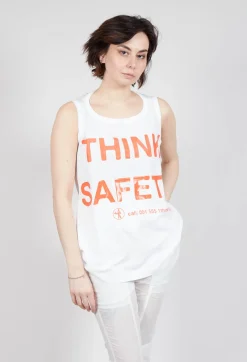 Vest Top with Square Neckline in Bleach and Mandarine Print