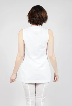 Vest Top with Square Neckline in Bleach and Royal Print