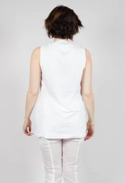 Vest Top with Square Neckline in Bleach and Mandarine Print