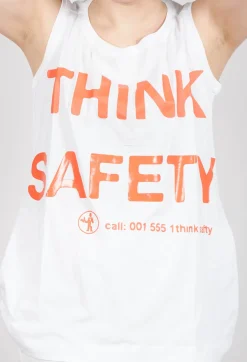 Vest Top with Square Neckline in Bleach and Mandarine Print