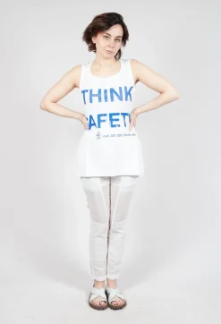 Vest Top with Square Neckline in Bleach and Royal Print