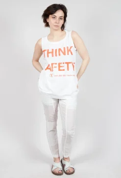 Vest Top with Square Neckline in Bleach and Mandarine Print