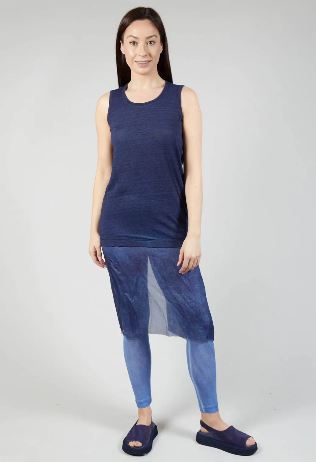 Vest with Silk Accent in Enzian Cloud