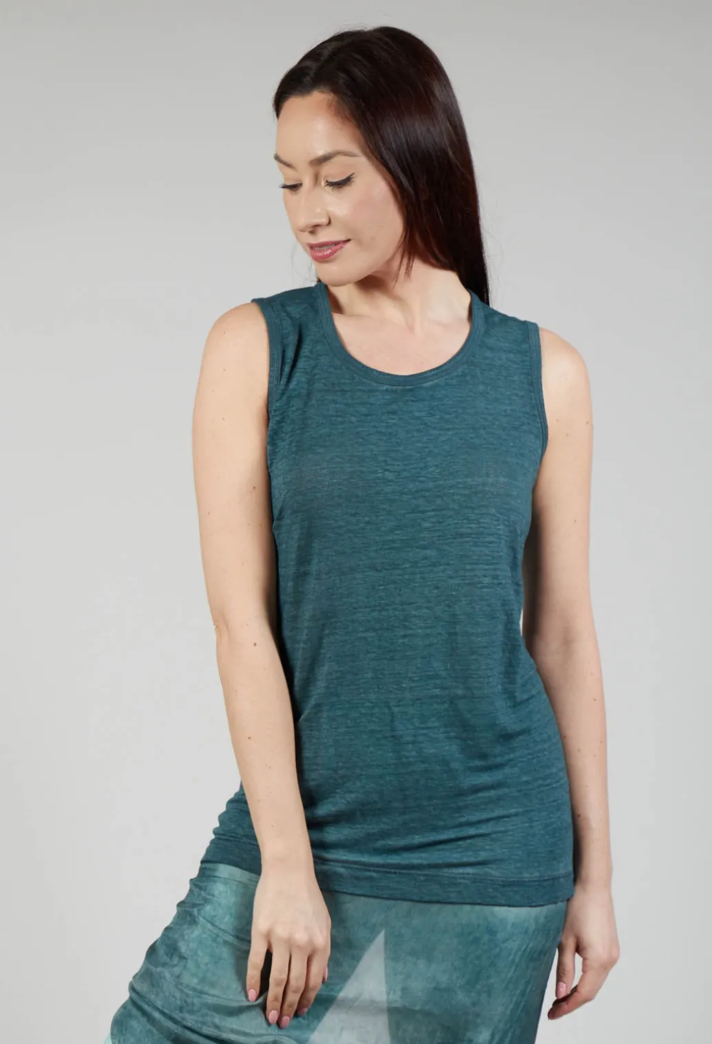 Vest with Silk Accent in Tulip Cloud