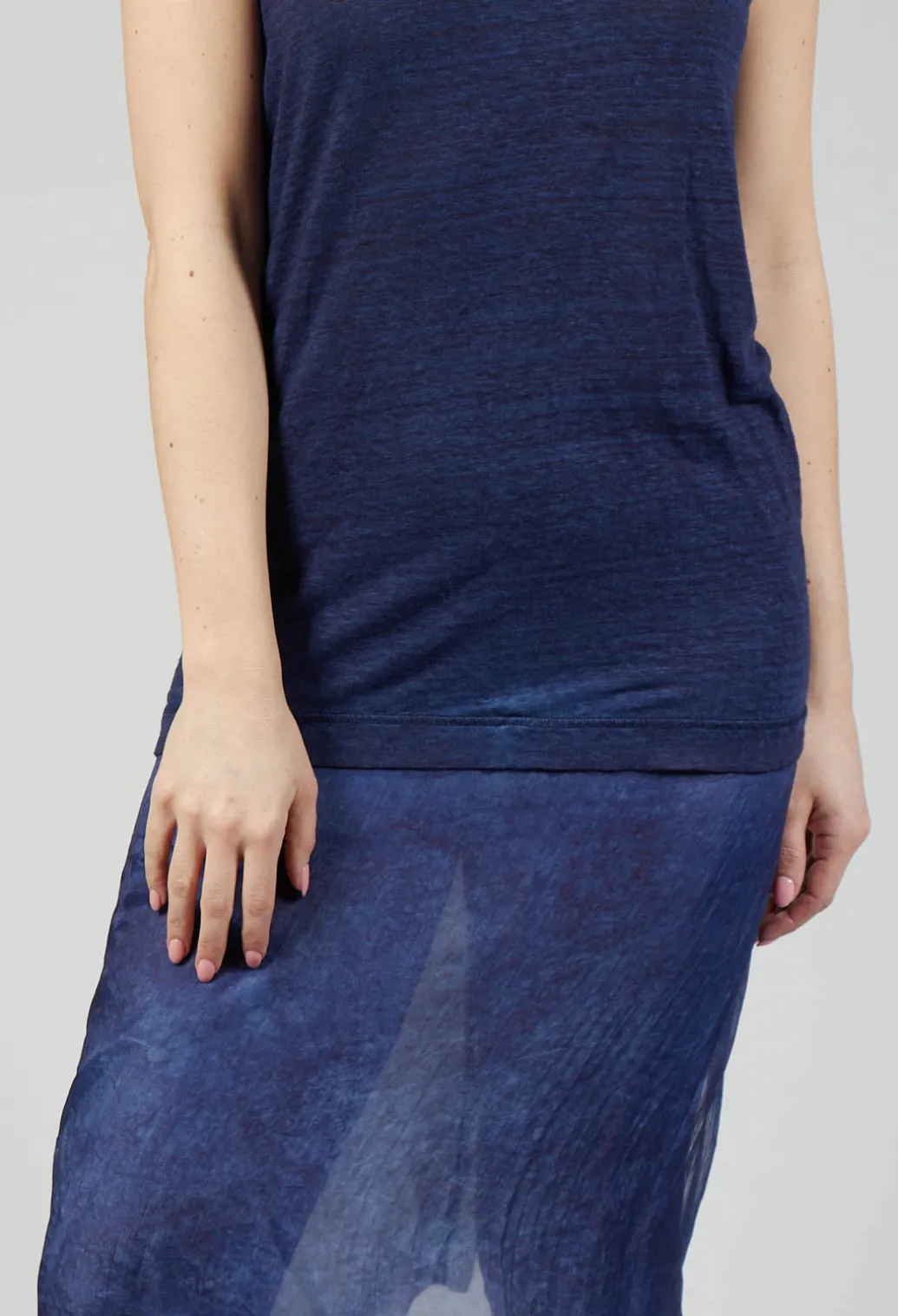 Vest with Silk Accent in Enzian Cloud