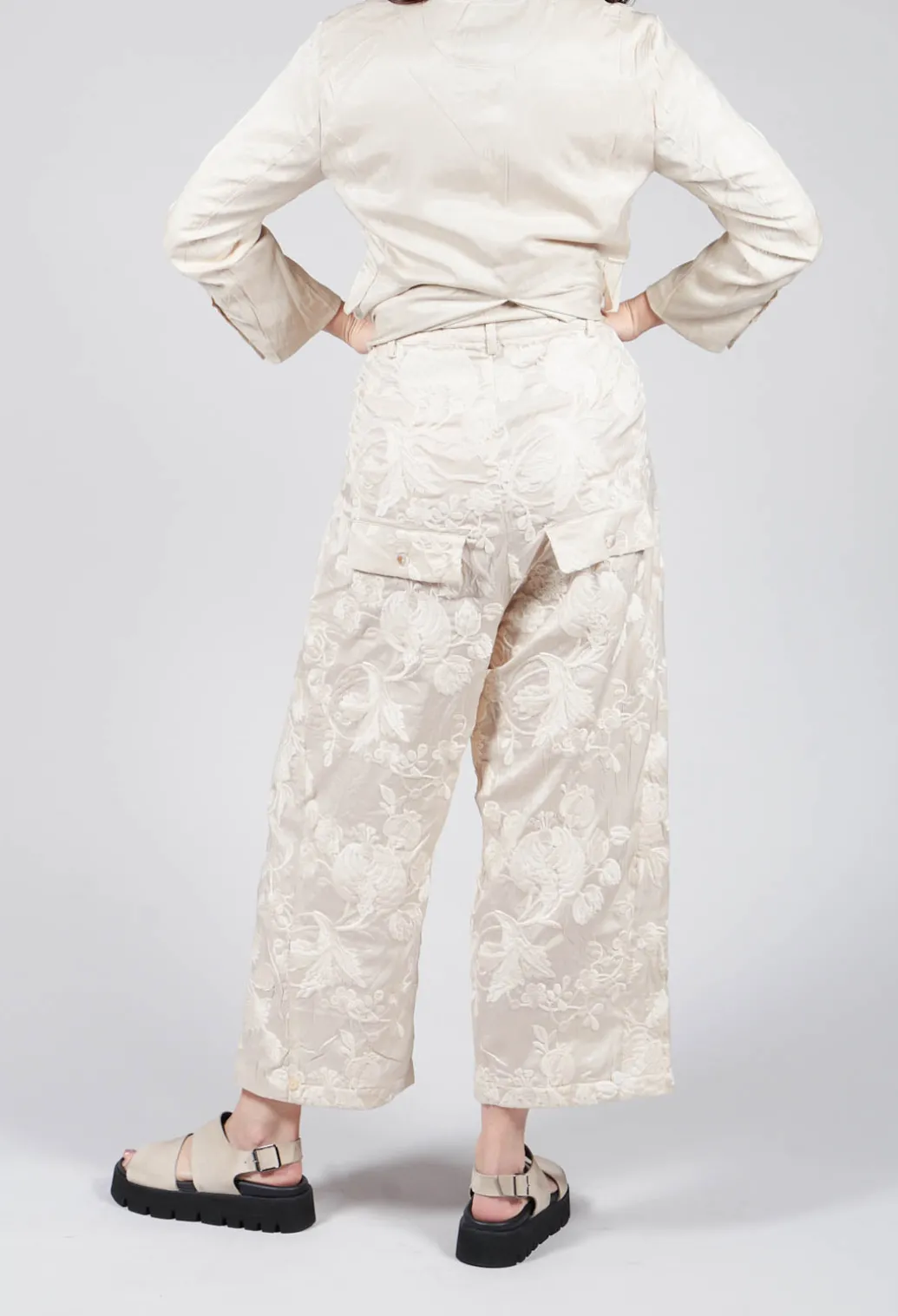 Vielles Fleurs Loose Trousers in Cream