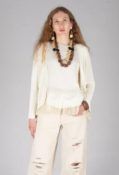 V-Neck Boxy Cardigan in White