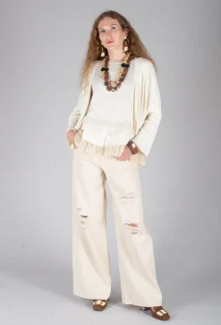 V-Neck Boxy Cardigan in White