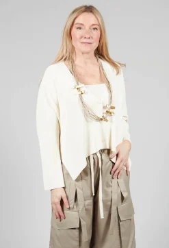 V-Neck Boxy Cardigan in White
