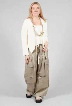 V-Neck Boxy Cardigan in White
