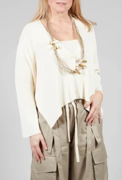 V-Neck Boxy Cardigan in White
