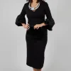 V-Neck Jersey Shift Dress in Nero