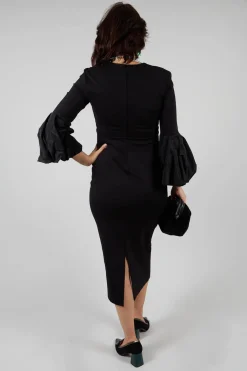 V-Neck Jersey Shift Dress in Nero