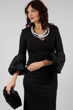 V-Neck Jersey Shift Dress in Nero