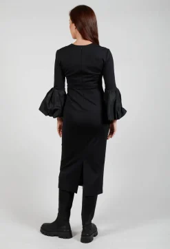 V-Neck Jersey Shift Dress in Nero