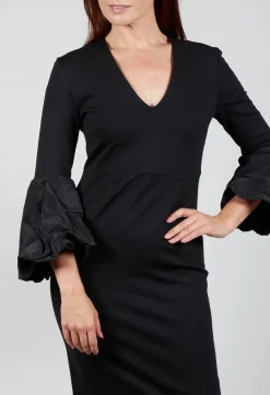 V-Neck Jersey Shift Dress in Nero