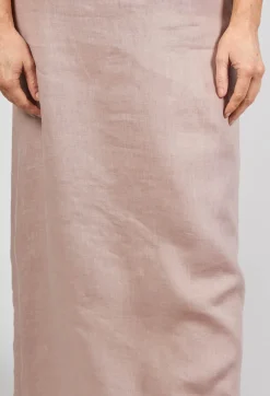 V-Neck Linen Dress in Dusky Pink