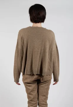 V-Neck Ribbed Jumper in Camel Mel