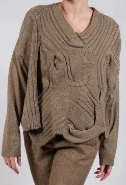 V-Neck Ribbed Jumper in Camel Mel