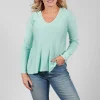 V-neckline Jumper in Verde Acqua-Water