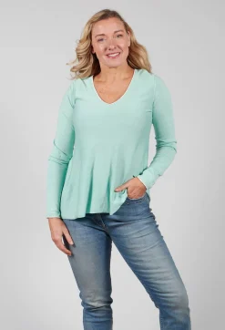 V-neckline Jumper in Verde Acqua-Water