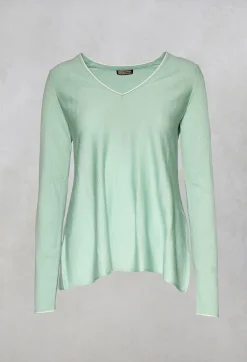 V-neckline Jumper in Verde Acqua-Water