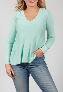 V-neckline Jumper in Verde Acqua-Water