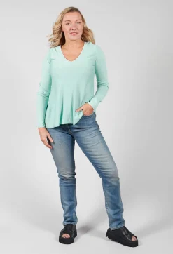 V-neckline Jumper in Verde Acqua-Water