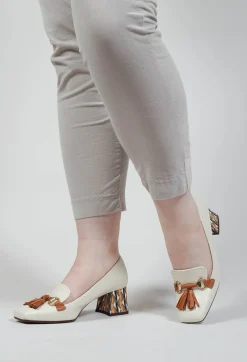 Vuolin Heel in Cluero White and Brown
