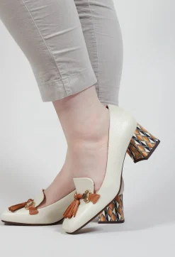 Vuolin Heel in Cluero White and Brown