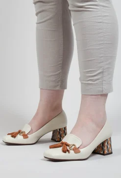 Vuolin Heel in Cluero White and Brown