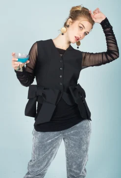 Waistcoat with Bows in Nero