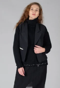 Waistcoat with Contrasting Back in Black and Cream