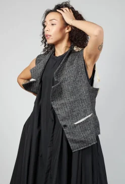 Waistcoat with Contrasting Back in Grey and Cream