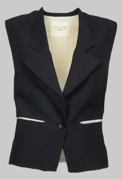 Waistcoat with Contrasting Back in Black and Cream