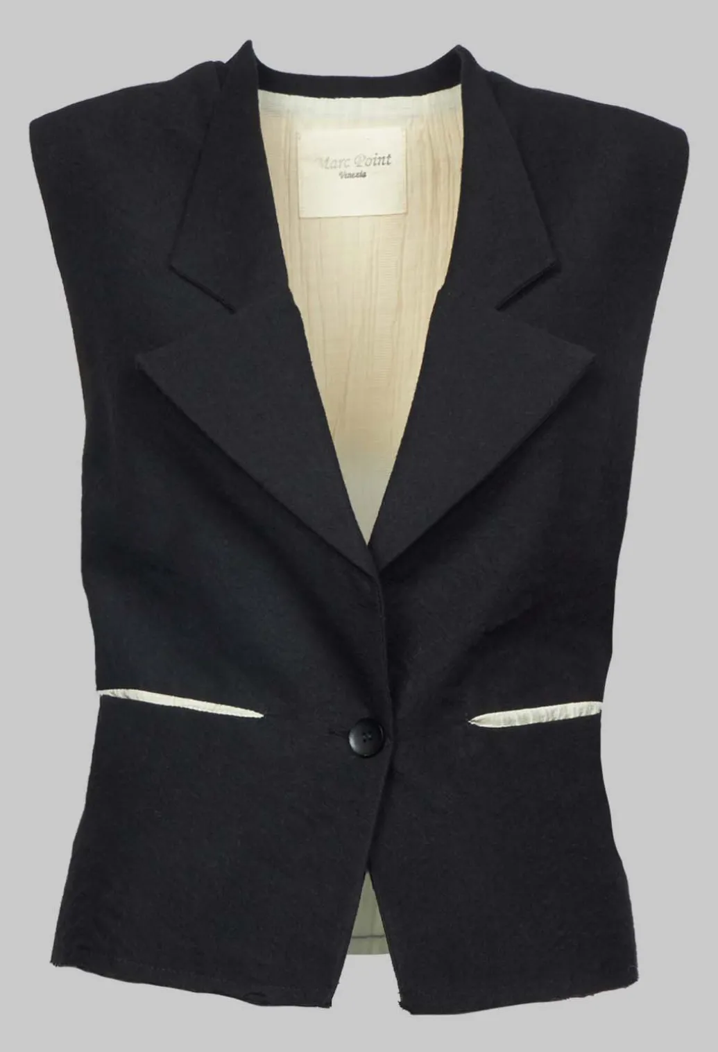 Waistcoat with Contrasting Back in Black and Cream