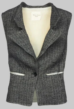 Waistcoat with Contrasting Back in Grey and Cream