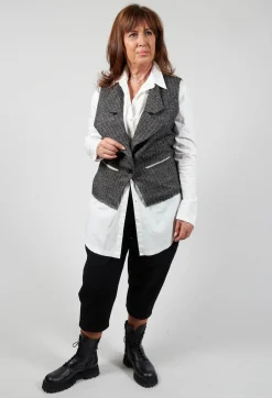 Waistcoat with Contrasting Back in Grey and Cream