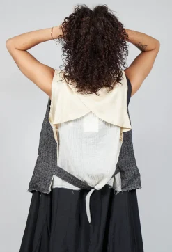 Waistcoat with Contrasting Back in Grey and Cream