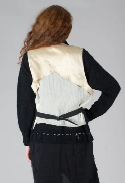 Waistcoat with Contrasting Back in Black and Cream