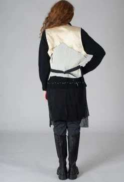 Waistcoat with Contrasting Back in Black and Cream