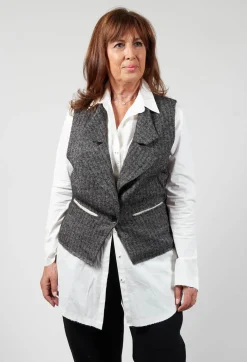 Waistcoat with Contrasting Back in Grey and Cream